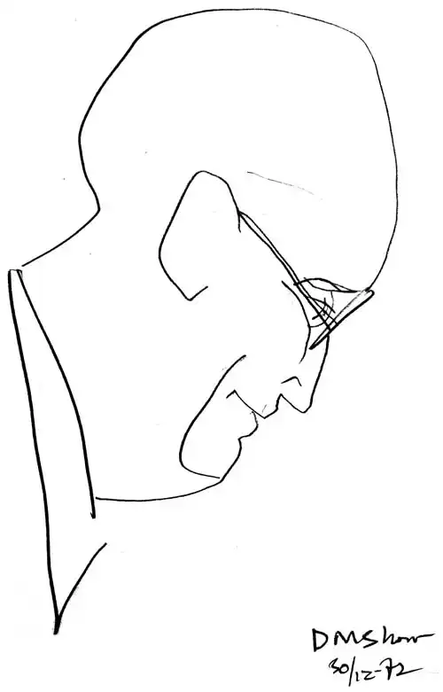 Profile with glasses. Drawing from the 1970s by Stefan Stenudd.