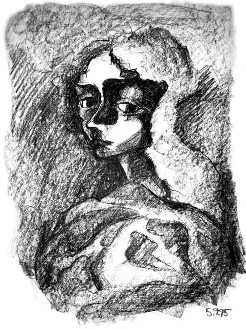 Renaissance lady. Drawing from the 1990s by Stefan Stenudd.