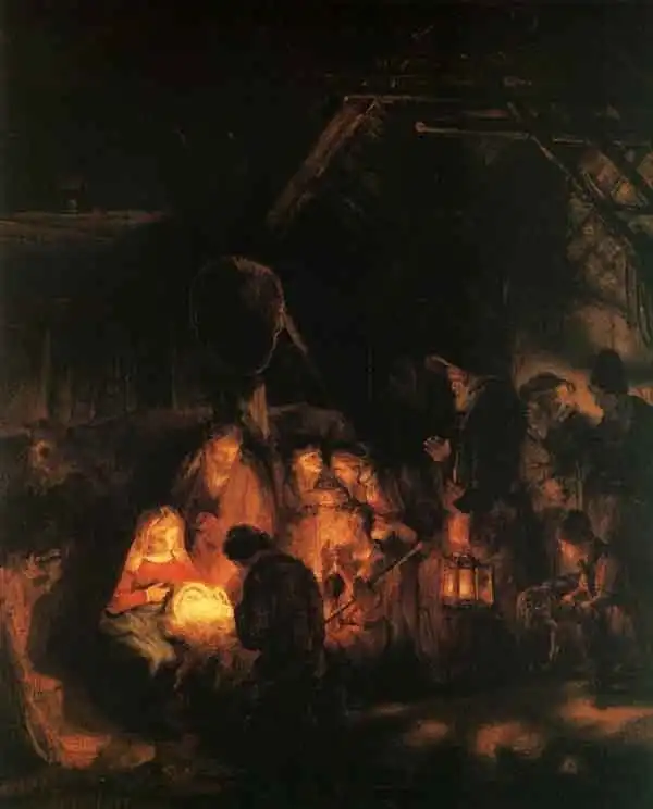 The adoration of the shepherds, by Rembrandt 1646.