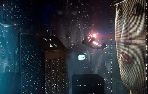 Flying car in Blade Runner.