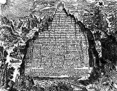 The Emerald Tablet, as imagined by Heinrich Khunrath, in 1606.