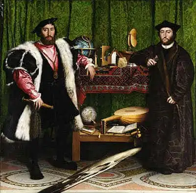 Anamorphosis by Hans Holbein the Younger, 1533.