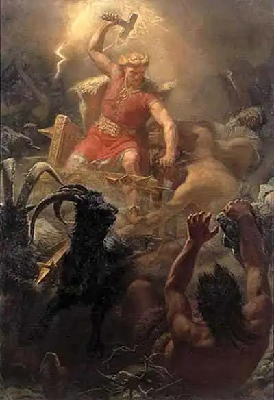 Thor. Painting by Mrten Eskil Winge (1825-1896).