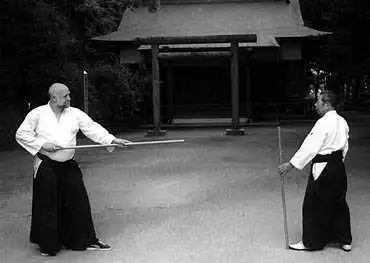 Ulf Evenås und Morihiro Saito, Iwama. Foto: Jöran Fagerlund.