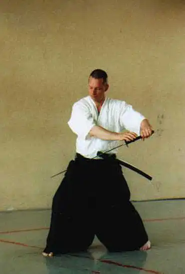 Iaido. Stefan Stenudd, Berlin Lehrgang, 2000. Foto: Frank Weingärtner.