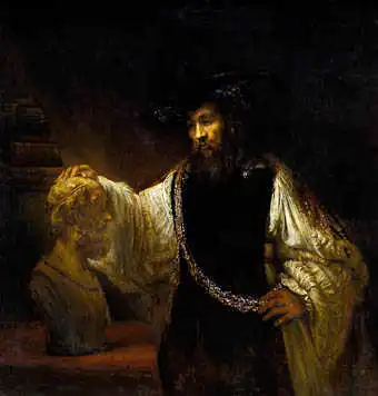 Aristotle with a bust of Homer. Rembrandt 1653.
