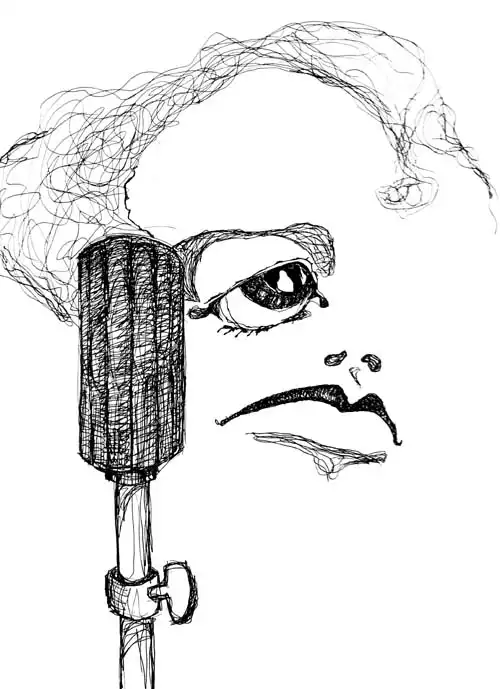 Microphone. Drawing from the 1980s by Stefan Stenudd.