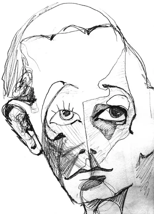 Mixed face. Drawing from the 1980s by Stefan Stenudd.