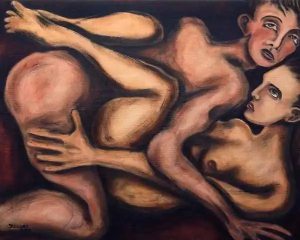 Coitus. Oil painting by Stefan Stenudd, 2019.