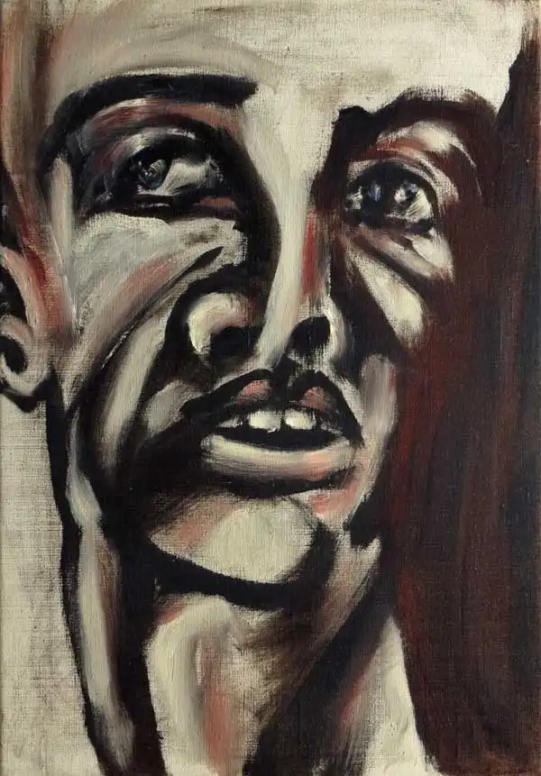 Gaping face. Oil painting by Stefan Stenudd, 1994.