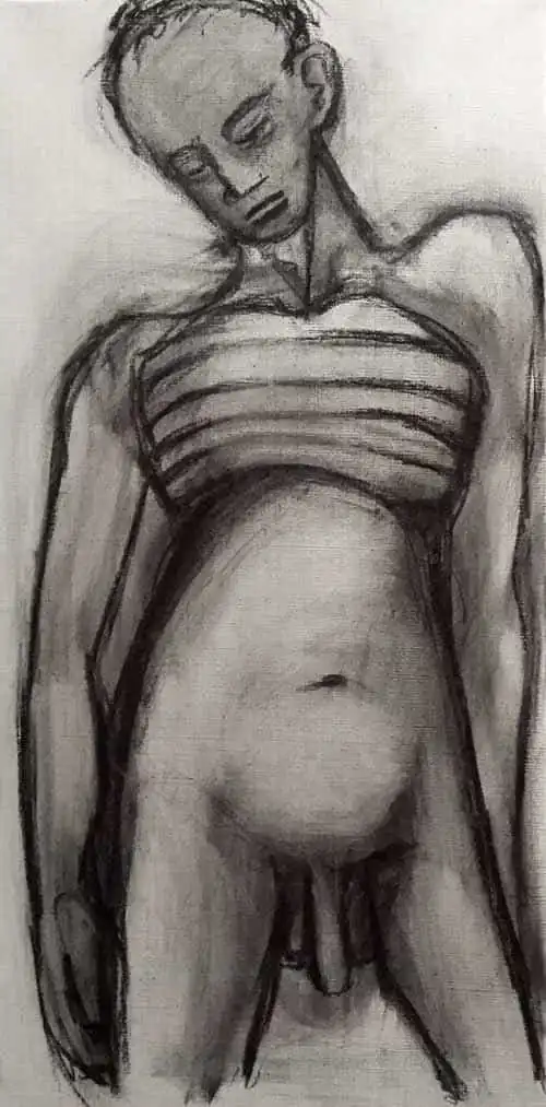 Hands On Bodies 11. Charcoal sketch by Stefan Stenudd, 2014.