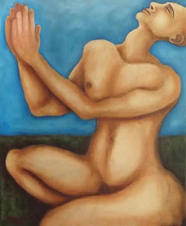 Prayer. Oil painting by Stefan Stenudd, 2020.
