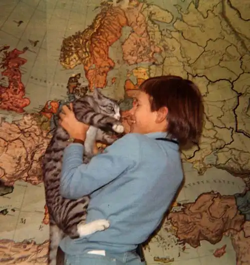 Stefan with the first cat, 1967.