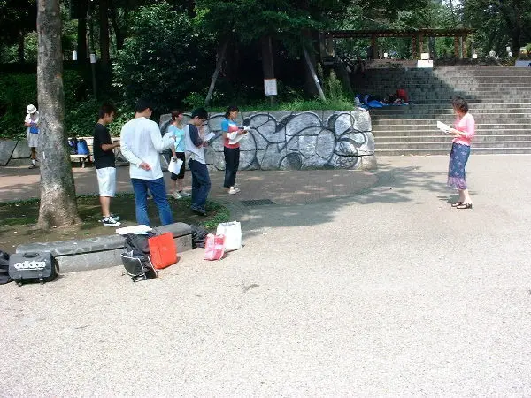 Shinjuku park actors. Photo by Stefan Stenudd.