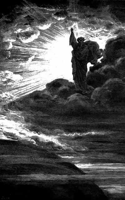 God creates light. Bible illustration by Gustave Dor, 1866.