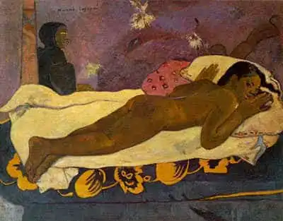 Spirit of the dead keeps watch. Oil painting by Paul Gauguin, 1892.